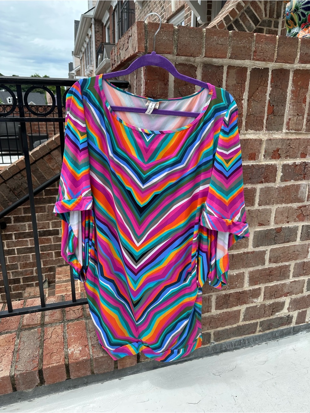Trina Turk Multicolor Striped Swim Cover-Up/mini dress.